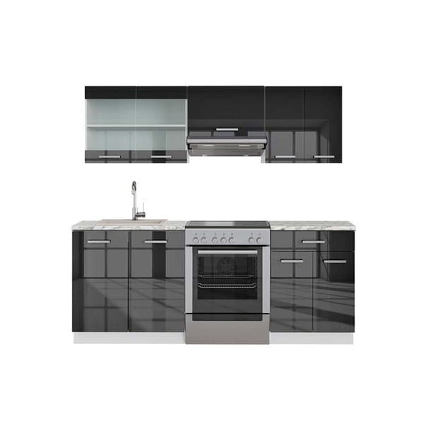 Fame-Line kök, 200 cm, PT Marble, Blank antracit/vit, Vicco