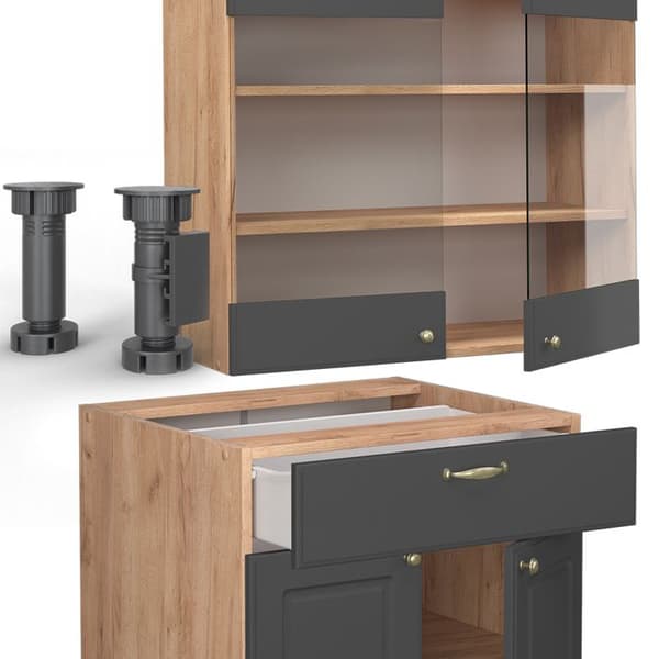 Fame-Line kök, 140 cm, PT Ek, Country Antracit/Golden Oak, Vicco