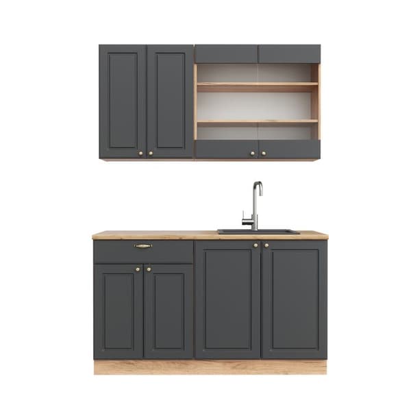 Fame-Line kök, 140 cm, PT Ek, Country Antracit/Golden Oak, Vicco