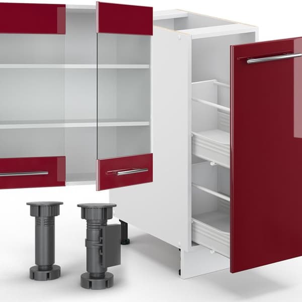 Fame-Line kök, 280 cm, PT Marble, Burgund högblank/vit, Vicco