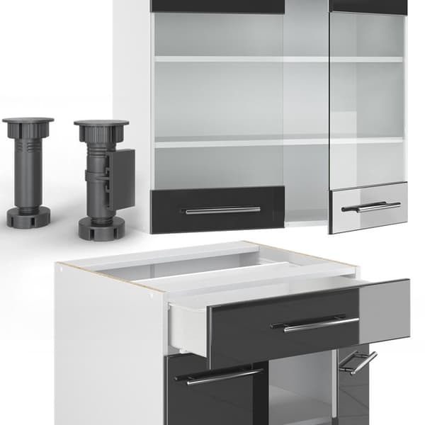 Fame-Line kök, 140 cm, PT Antracit, Blank antracit/vit, Vicco