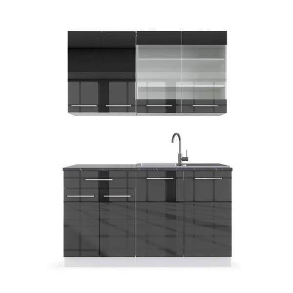 Fame-Line kök, 140 cm, PT Antracit, Blank antracit/vit, Vicco