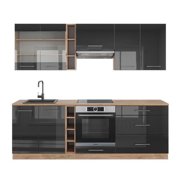 Fame-Line kök, 235 cm, PT Ek, Blank antracit/Gyllene ek, Vicco