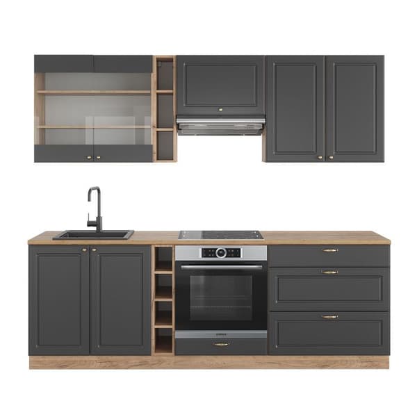 Fame-Line kök, 235 cm, PT Ek, Country Antracit/Golden Oak, Vicco