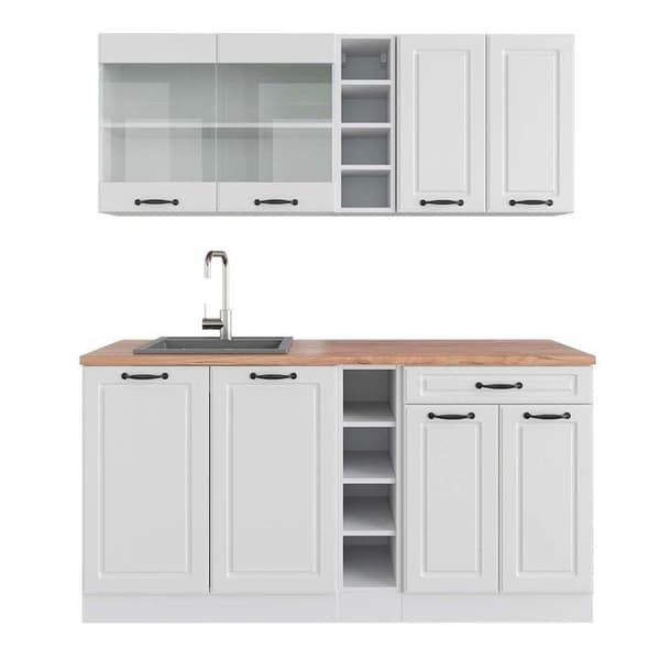 R-Line kök, 160 cm, PT Ek, Lantvit/vit, Vicco