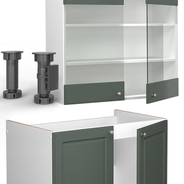 Fame-Line Kök, 240 cm, PT Marble, Grönguld Landhaus/Vit, Vicco