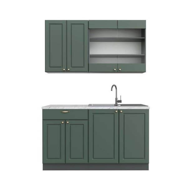 Fame-Line kök, 140 cm, PT Marble, Country green och guld/antracit, Vicco