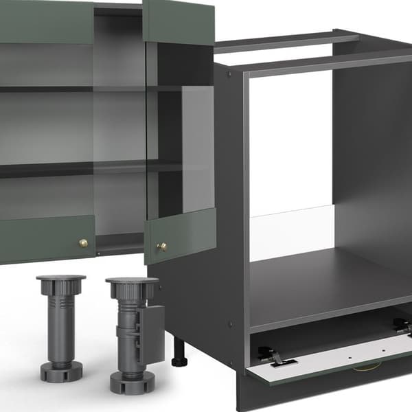 Fame-Line kök, 300 cm, PT Antracit, Country green och guld/antracit, Vicco