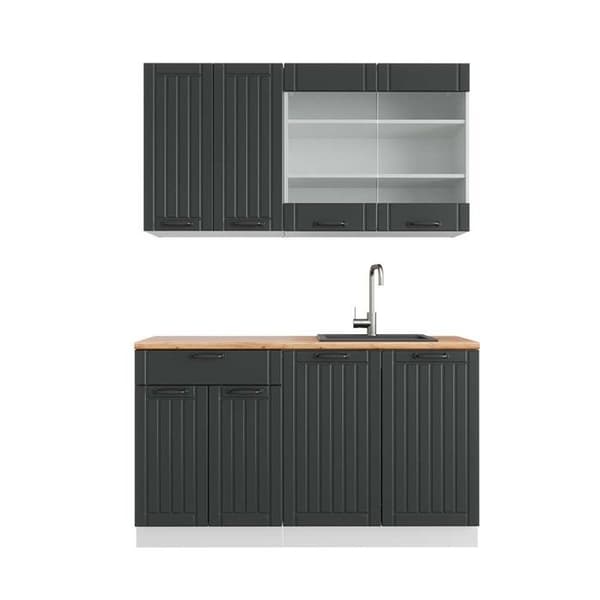 Fame-Line kök, 140 cm, PT Ek, Lanthus antracit/vit, Vicco