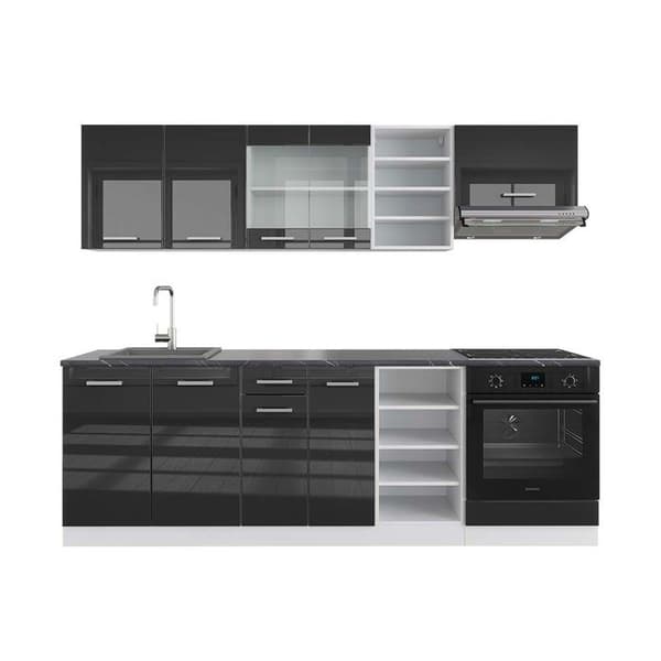 R-Line kök, 240 cm, PT Antracit, Blank antracit/vit, Vicco
