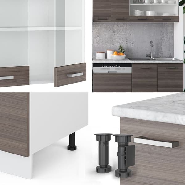 R-Line kök, 300 cm, PT Ek, ädelgrå/vit, Vicco