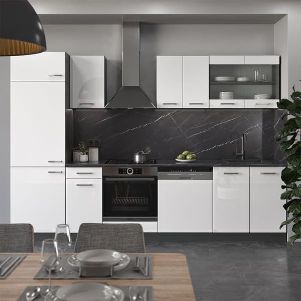 R-Line kök, 300 cm, PT Antracit, Blank vit/Antracit, Vicco