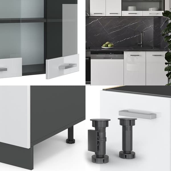 R-Line kök, 300 cm, PT Antracit, Blank vit/Antracit, Vicco