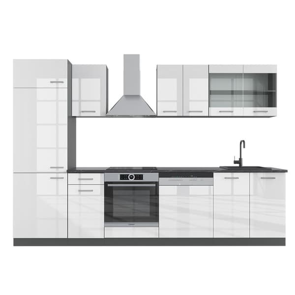 R-Line kök, 300 cm, PT Antracit, Blank vit/Antracit, Vicco