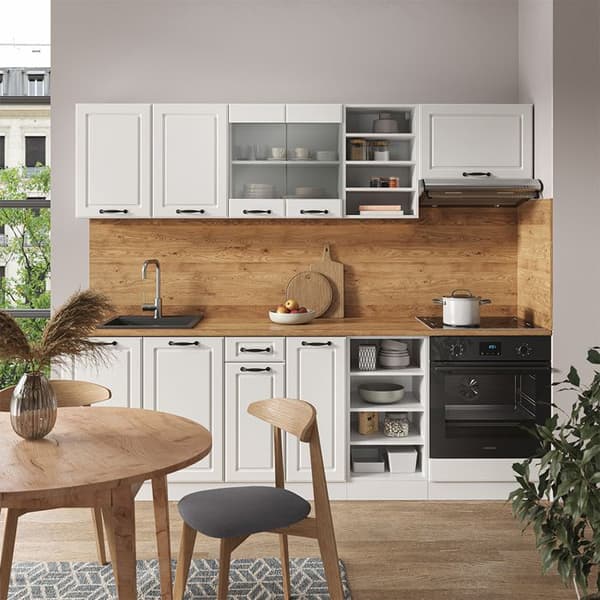 R-Line kök, 240 cm, PT Ek, Lantvit/vit, Vicco