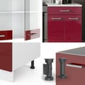 Miniatyrbild 6 av 6: R-Line kök, 200 cm, PT Ek, Burgund högblank/vit, Vicco