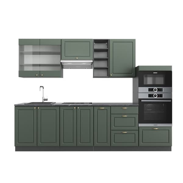 Fame-Line kök, 280 cm, PT Antracit, Country green och guld/antracit, Vicco