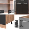 Miniatyrbild 6 av 6: R-Line kök, 200 cm, PT Antracit, Blank antracit/Gyllene ek, Vicco