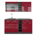 Miniatyrbild 1 av 6: R-Line kök, 160 cm, PT antracit, Bordeaux högblank/antracit, Vicco