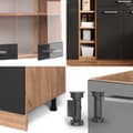 Miniatyrbild 6 av 6: R-Line kök, 160 cm, PT Antracit, Blank antracit/Gyllene ek, Vicco