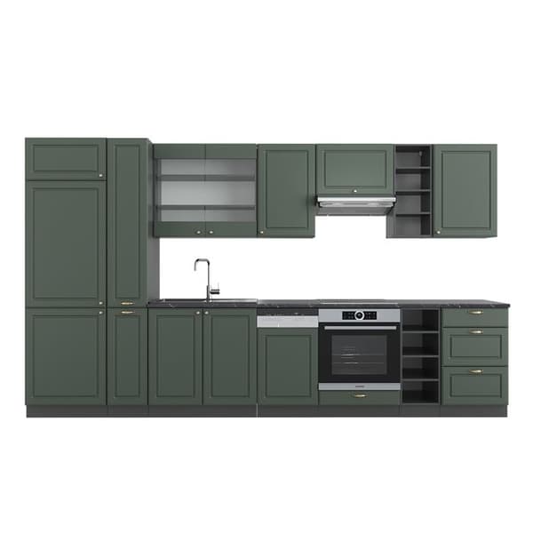 Fame-Line kök, 355 cm, PT Antracit, Country green och guld/antracit, Vicco