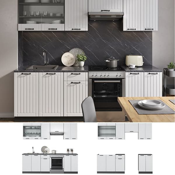 Fame-Line kök, 240 cm, PT Antracit, Stuga vit/antracit, Vicco