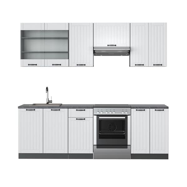 Fame-Line kök, 240 cm, PT Antracit, Stuga vit/antracit, Vicco