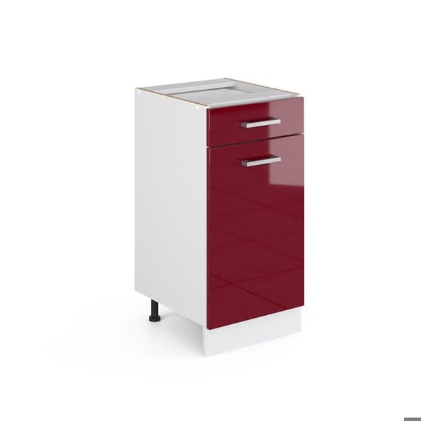 Köksmöbel R-Line, 40 cm utan PT, Bordeaux röd högglans, Vit, Vicco