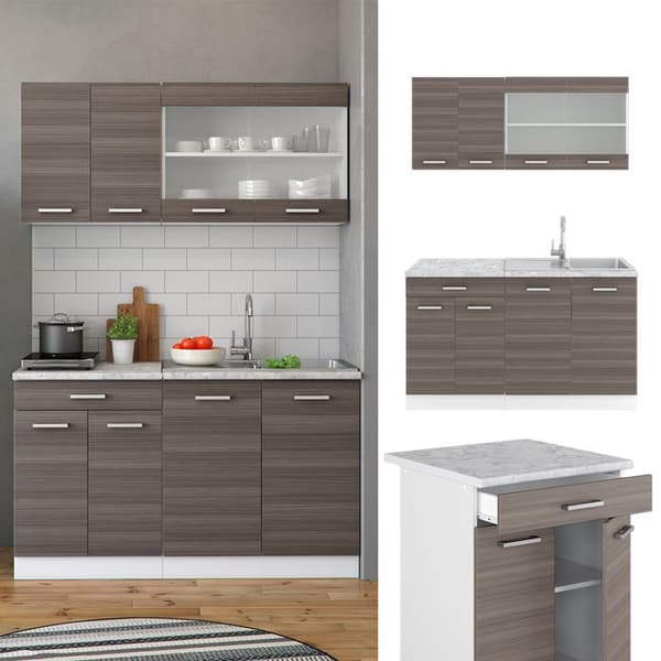 R-Line kök, 140 cm, PT Marble, Noble grey, Vicco