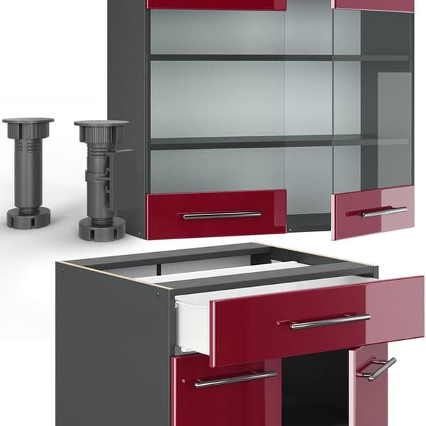 Fame-Line kök, 140 cm, PT antracit, Bordeaux högblank/antracit, Vicco
