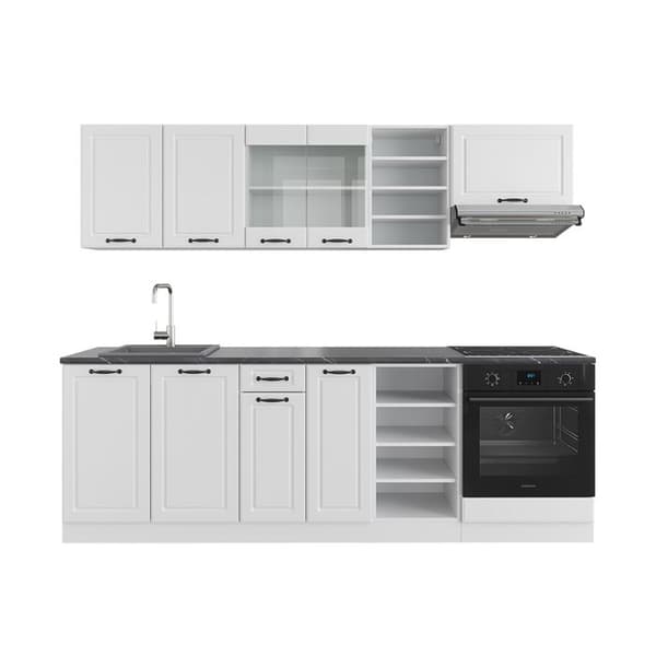 R-Line kök, 240 cm, PT Antracit, Country vit/vit, Vicco