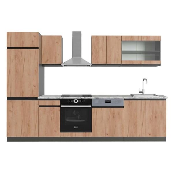 Vicco kök R-Line, Gyllene ek/antracit, 300 cm, PA Marmor