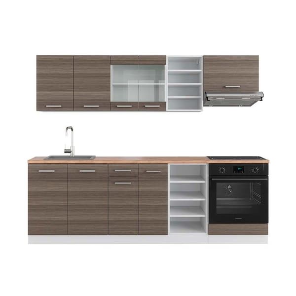 R-Line kök, 240 cm, PT Ek, ädelgrå/vit, Vicco