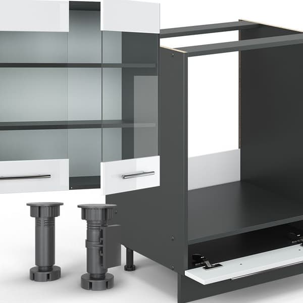 Fame-Line kök, 300 cm, PT Antracit, Blank vit/Antracit, Vicco
