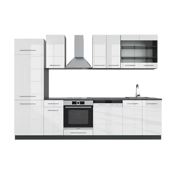Fame-Line kök, 300 cm, PT Antracit, Blank vit/Antracit, Vicco