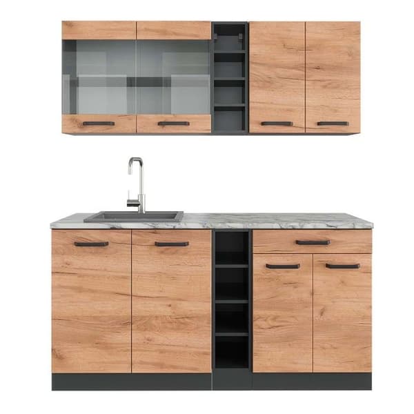 Vicco kök R-Line, Gyllene ek/antracit, 160 cm, PA Marmor