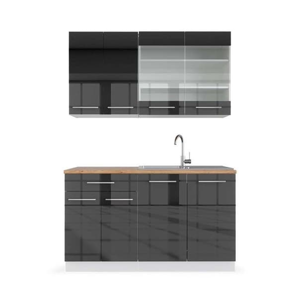 Fame-Line kök, 140 cm, PT Ek, Blank antracit/vit, Vicco