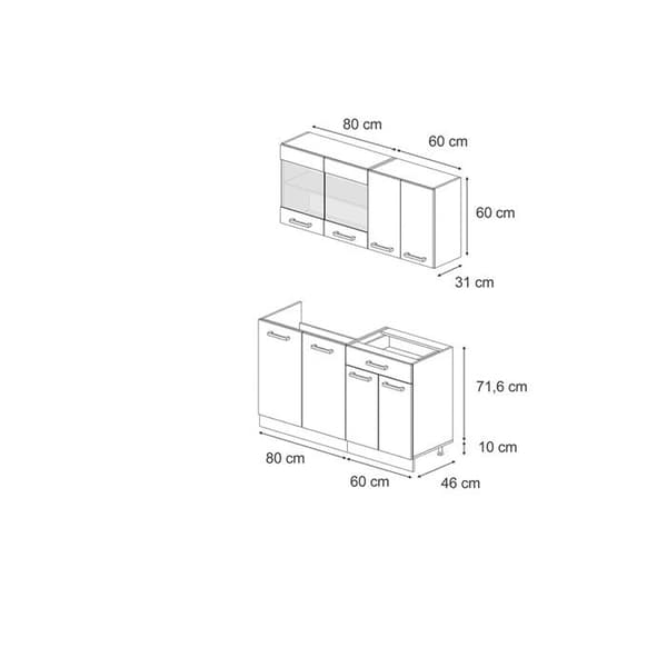 Kök R-Line, 140 cm, PT Antracit, Gyllene ek/antracit, Vicco