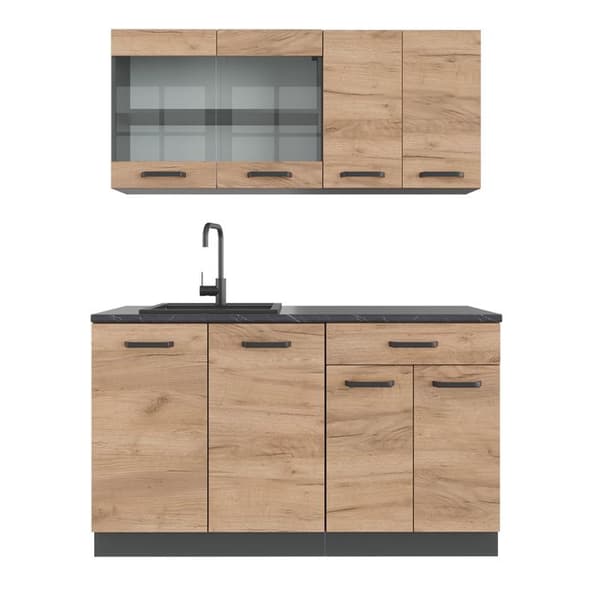 Kök R-Line, 140 cm, PT Antracit, Gyllene ek/antracit, Vicco