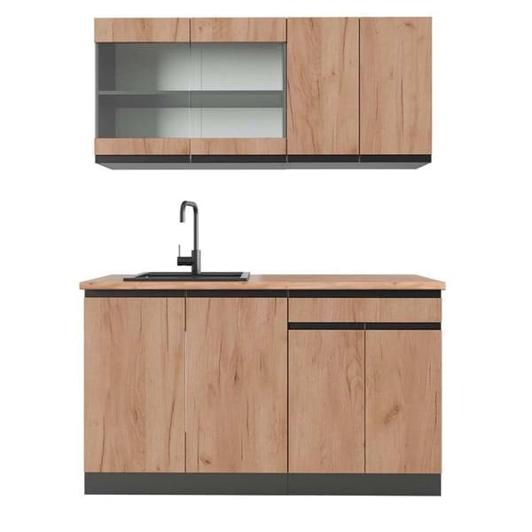 Vicco kök R-Line, Guld ek/antracit, 140 cm, PT Ek