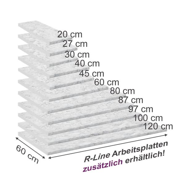 R-Line köksbänkskiva, 97 cm, Vit marmor, Vicco