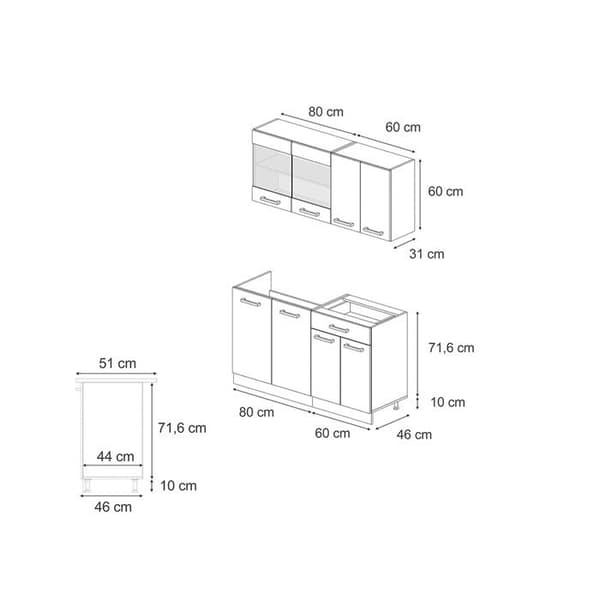 R-Line Kök, 140 cm PT Antracit, Betong Svart/Antracit, Vicco