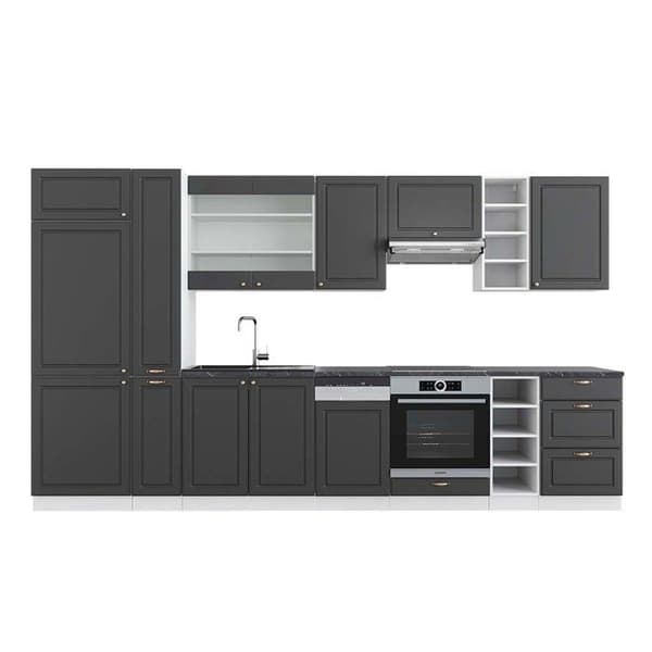 Fame-Line kök, 355 cm, PT antracit, antracit-guld/vit, Vicco