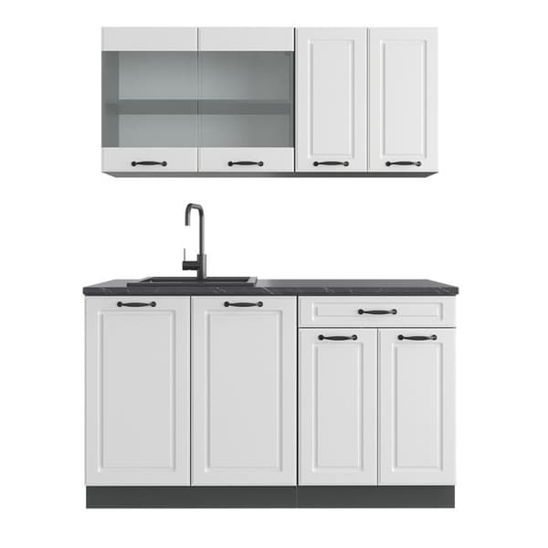 R-Line kök, 140 cm, PT Antracit, Stuga vit/antracit, Vicco