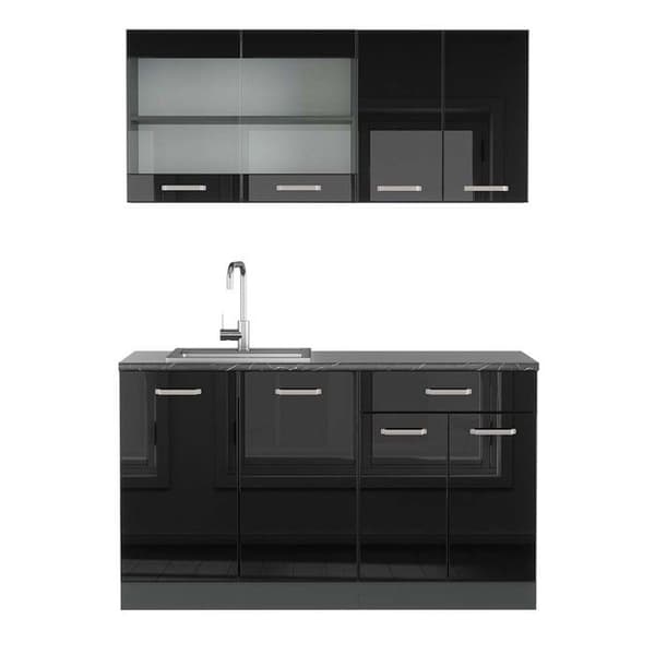 R-Line kök, 140 cm, PT Antracit, Blank svart/Antracit, Vicco