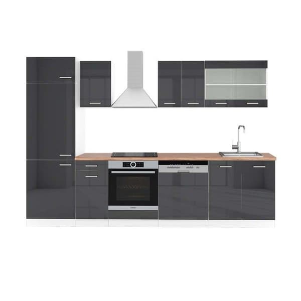 R-Line kök, 300 cm, PT Ek, Blank antracit/vit, Vicco