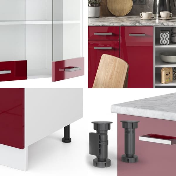 R-Line kök, 240 cm, PT antracit, Bordeaux högglans/vit, Vicco