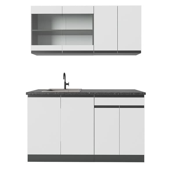 R-Line kök, 140 cm, PT antracit, vit/antracit, Vicco