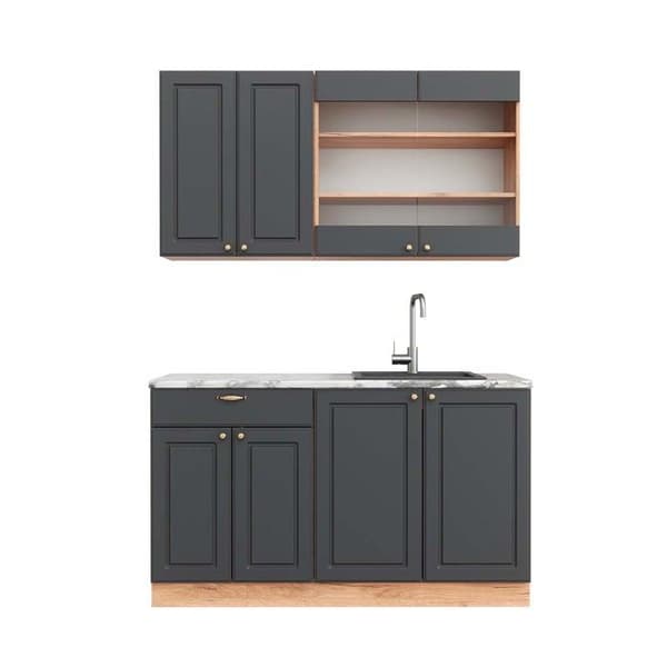 Fame-Line kök, 140 cm, PT Marble, Country Antracit/Golden Oak, Vicco