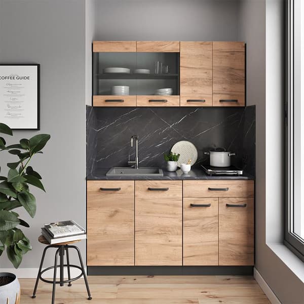 Vicco kök R-Line, Guld ek/antracit, 140 cm, PT Marble
